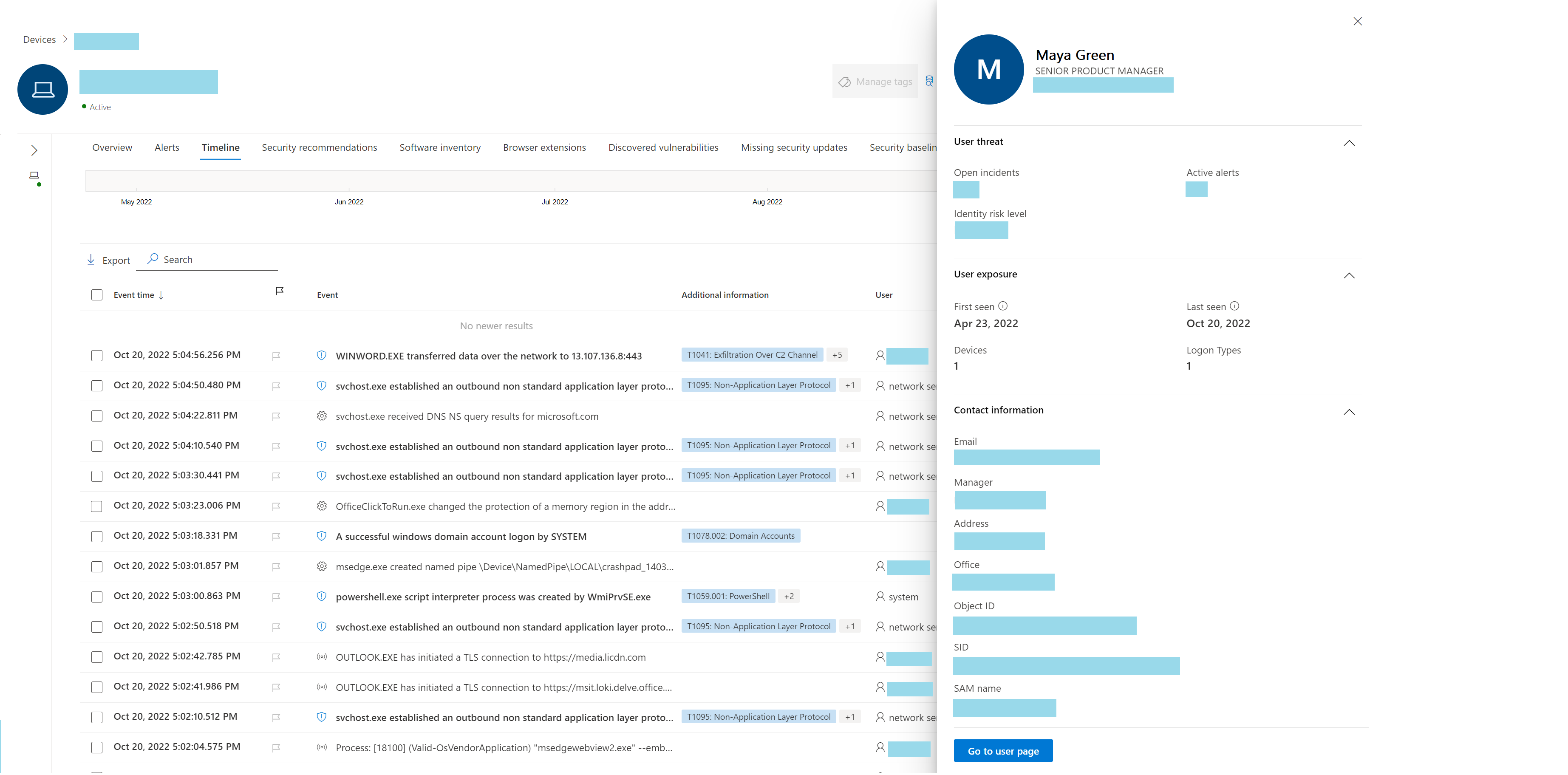 Making use of data from Microsoft Defender Timeline in Sentinel
